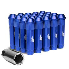 Load image into Gallery viewer, Aluminum Lug Nuts Open End 90mm M12x1.5 20pc Set with Adapter Blue