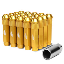 Load image into Gallery viewer, Aluminum Open-End Lug Nuts 90MM M12X1.5 20PCS w/ Adapter Gold