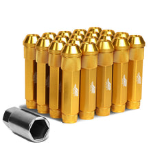 Load image into Gallery viewer, Aluminum Open-End Lug Nuts 90MM M12X1.5 20PCS w/ Adapter Gold