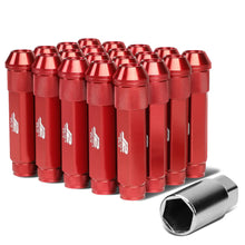 Load image into Gallery viewer, Aluminum Open-End Lug Nuts M12x1.5 90mm Red 20 Piece Set w/ Adapter