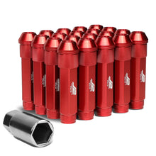 Load image into Gallery viewer, Aluminum Open-End Lug Nuts M12x1.5 90mm Red 20 Piece Set w/ Adapter
