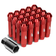 Load image into Gallery viewer, Aluminum Open-End Lug Nuts M12x1.5 90mm Red 20 Piece Set w/ Adapter