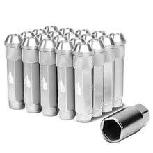 Load image into Gallery viewer, Universal Aluminum Open-End Lug Nuts M12x1.5 20pc w/ Adapter Silver