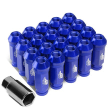 Load image into Gallery viewer, Aluminum Open-End Lug Nuts 60mm M12x1.25 Blue 20pcs w/ Adapter
