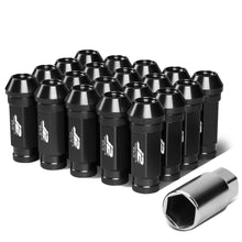 Load image into Gallery viewer, 60MM Open-End Aluminum Lug Nuts M12x1.5 20PCS w/ Adapter Black