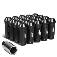 Load image into Gallery viewer, 60MM Open-End Aluminum Lug Nuts M12x1.5 20PCS w/ Adapter Black
