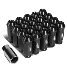 Load image into Gallery viewer, 60MM Open-End Aluminum Lug Nuts M12x1.5 20PCS w/ Adapter Black