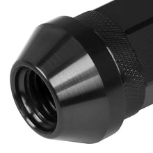 Load image into Gallery viewer, 60MM Open-End Aluminum Lug Nuts M12x1.5 20PCS w/ Adapter Black