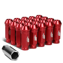 Load image into Gallery viewer, Red Aluminum Open-End Lug Nuts M12x1.5 60MM 20PCS Set w/ Adapter