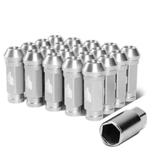 Load image into Gallery viewer, Aluminum Open-End Lug Nuts 60MM M12x1.5 20PCS w/ Adapter Silver