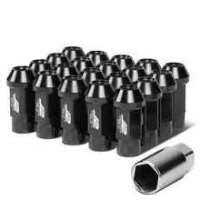 Load image into Gallery viewer, Aluminum Open-End Lug Nuts M12x1.25 50mm 20pc Set w/ Adapter Black