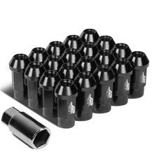 Load image into Gallery viewer, Aluminum Open-End Lug Nuts M12x1.25 50mm 20pc Set w/ Adapter Black