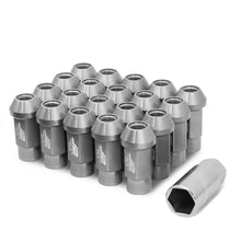 Load image into Gallery viewer, Aluminum Lug Nuts 50mm Open-End M12x1.5 20pc Set with Adapter Silver