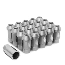Load image into Gallery viewer, Aluminum Lug Nuts 50mm Open-End M12x1.5 20pc Set with Adapter Silver