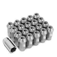 Load image into Gallery viewer, Aluminum Lug Nuts 50mm Open-End M12x1.5 20pc Set with Adapter Silver