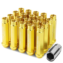 Load image into Gallery viewer, Aluminum Acorn Extended Lug Nuts M12 x 1.5 Gold 20pc Set