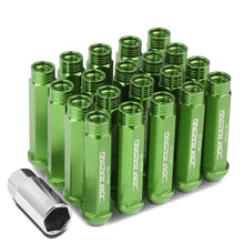 Load image into Gallery viewer, M12 x 1.5 Extended Acorn Lug Nuts 90mm Green Aluminum 20pc Set