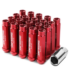 Load image into Gallery viewer, M12 x 1.5 Aluminum Acorn Lug Nuts 90mm Extended Open End Red 20pc