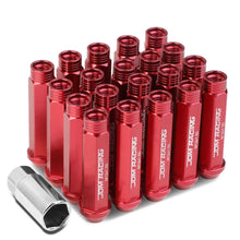 Load image into Gallery viewer, M12 x 1.5 Aluminum Acorn Lug Nuts 90mm Extended Open End Red 20pc