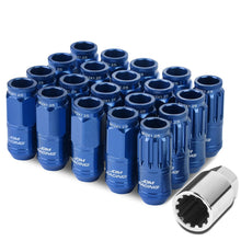 Load image into Gallery viewer, Acorn Style Aluminum Lug Nuts M12 x 1.25 50mm Blue 16 Pcs + 4 Locks