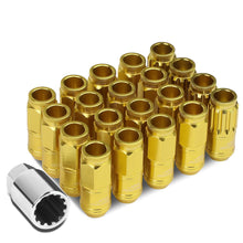 Load image into Gallery viewer, M12 x 1.25 Acorn Style Aluminum Lug Nuts 50mm 16pcs + 4 Locks - Gold