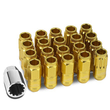 Load image into Gallery viewer, M12 x 1.25 Acorn Style Aluminum Lug Nuts 50mm 16pcs + 4 Locks - Gold