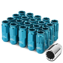 Load image into Gallery viewer, M12 x 1.25 Acorn Style Lug Nuts 50mm Tall Light Blue Aluminum 16pcs