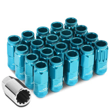 Load image into Gallery viewer, M12 x 1.25 Acorn Style Lug Nuts 50mm Tall Light Blue Aluminum 16pcs