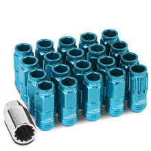 Load image into Gallery viewer, M12 x 1.25 Acorn Style Lug Nuts 50mm Tall Light Blue Aluminum 16pcs