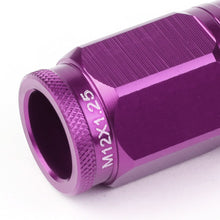 Load image into Gallery viewer, M12 x 1.25 Acorn Style Lug Nuts Set - Purple Aluminum 16pc + 4 Locks