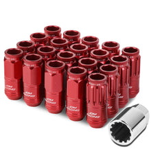 Load image into Gallery viewer, Acorn Style Aluminum Lug Nuts M12x1.25 50mm Red 16pcs + 4 Locks