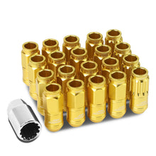 Load image into Gallery viewer, Aluminum Acorn Lug Nuts M12x1.5 50mm 21mm OD 16pcs + 4 Locks Gold
