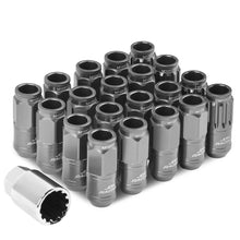 Load image into Gallery viewer, M12 x 1.5 Acorn Style Lug Nuts - Aluminum Gun Metal 16pc + 4 Locks