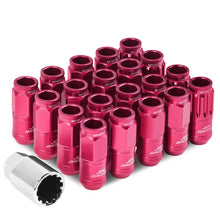 Load image into Gallery viewer, Acorn Style Aluminum Lug Nuts M12x1.5 50mm Pink 16pc + 4 Locks