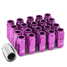 Load image into Gallery viewer, M12 x 1.5 Acorn Style Aluminum Lug Nuts 50mm Purple 16pc + 4 Locks