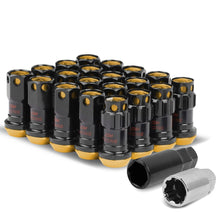 Load image into Gallery viewer, M12 x 1.25 Aluminum Lug Nuts Lock Style 45mm Tall Black/Gold 20pc