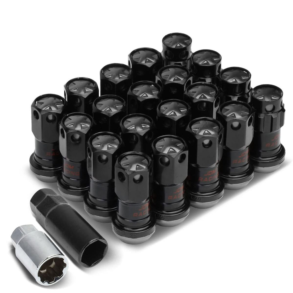 M12 x 1.25 Aluminum Lug Nuts Set - 45mm Closed End with Locks - Aluminum