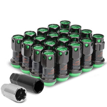 Load image into Gallery viewer, M12 x 1.25 Aluminum Lug Nuts Set 16pc + 4 Locks Black/Green