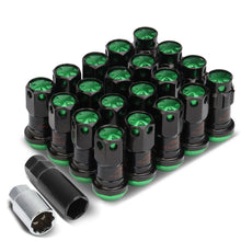 Load image into Gallery viewer, M12 x 1.25 Aluminum Lug Nuts Set 16pc + 4 Locks Black/Green