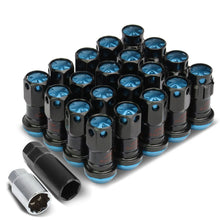 Load image into Gallery viewer, M12 x 1.25 Aluminum Lug Nuts Set - Lock Style 16pc + 4 Locks Black/Blue