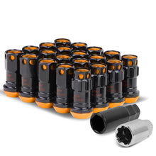 Load image into Gallery viewer, M12 x 1.25 Aluminum Lug Nuts 16pc Set with 4 Locks - Black/Orange