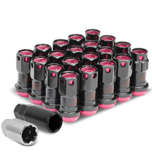 Load image into Gallery viewer, M12 x 1.25 Aluminum Lug Nuts Lock Nut Style 16pcs + 4 Locks Black Pink