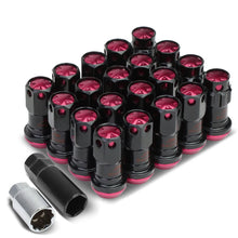 Load image into Gallery viewer, M12 x 1.25 Aluminum Lug Nuts Lock Nut Style 16pcs + 4 Locks Black Pink