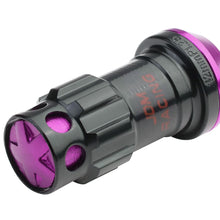 Load image into Gallery viewer, M12 x 1.25 Aluminum Lug Nuts Set - 45mm Closed End with Locks Black/Purple