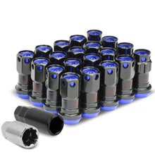 Load image into Gallery viewer, M12 x 1.5 Aluminum Lug Nuts 16pc Set with Locks - Black/Blue