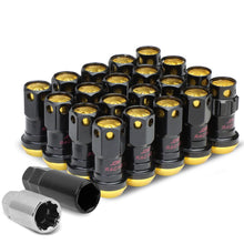 Load image into Gallery viewer, Aluminum Lug Nuts M12x1.5 Lock Style 20pc Set Black/Gold