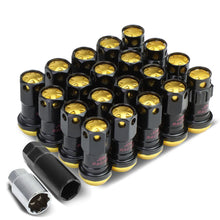 Load image into Gallery viewer, Aluminum Lug Nuts M12x1.5 Lock Style 20pc Set Black/Gold