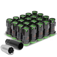 Load image into Gallery viewer, M12 x 1.5 Aluminum Lug Nuts Set Lock Nut Style 16pcs Black Green
