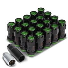 Load image into Gallery viewer, M12 x 1.5 Aluminum Lug Nuts Set Lock Nut Style 16pcs Black Green