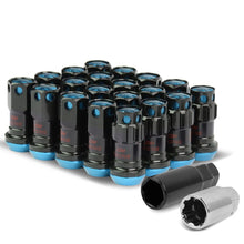 Load image into Gallery viewer, M12 x 1.5 Aluminum Lug Nuts with Locks 16pc Set Black Blue